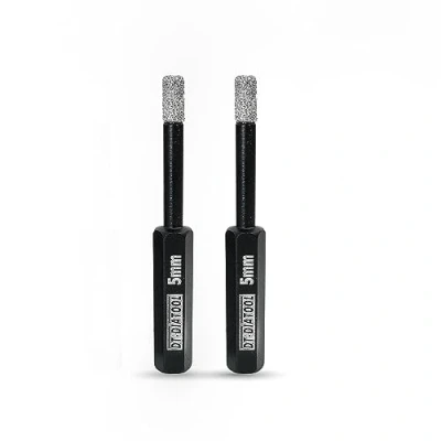 Image de DT DIATOOL Forets Diamant Sec à Queue Hexagonale 2 Pièces 5mm Brasé Sous Vide Scie Cloche pour Tuile Céramique Marbre Granit