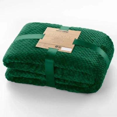 Image de DecoKing Henry Couverture Douillette 170 x 210 cm en Microfibre Vert Bouteille Couvre lit Polaire Doux et Moelleux Style scandinave foncé