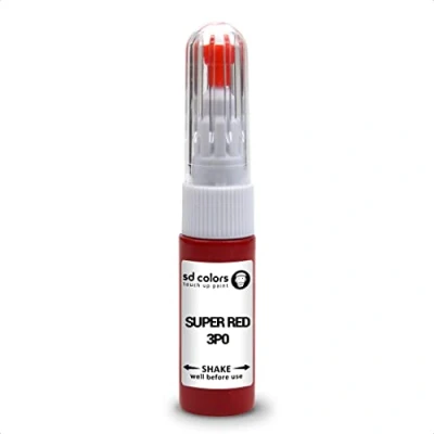 Image de SD COLORS Kit de réparation pour stylo retouche peinture Super Red 3P0 20 ML avec pinceau à rayures Code couleur Rouge