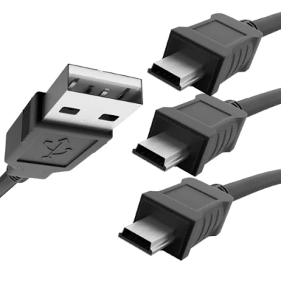 Image de Lot 3 Câbles Vidéo Magnet 1M, USB Classic A vers Mini B Pour Manette Console (PS3), GPS, Caméra, Disque Dur GoPro 4