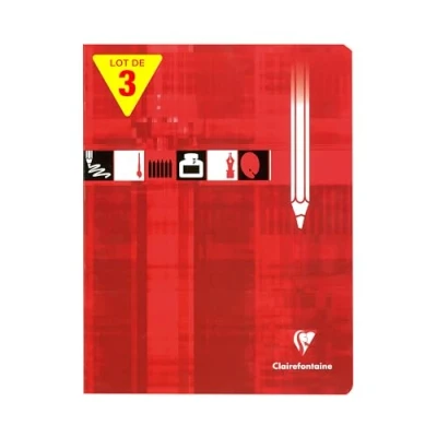 Image de Clairefontaine 3780AMZC Un lot de 3 Cahiers à Dessin Agrafés Rouges 17x22 cm 32 Pages Unies Blanches Papier 125 g Couverture Carte Pelliculée