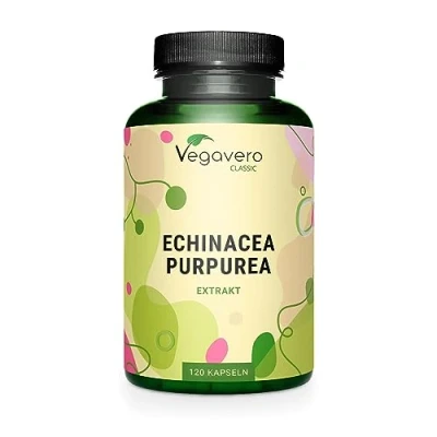 Image de Echinacea Vegavero® Extrait Pur : 725 mg Unique Avec 4% Polyphenol 4 MOIS Systeme Immunitaire + Antioxydant Puissant Sans Additifs VEGAN