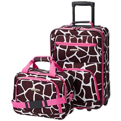 Image de Rockland Ensemble de Bagages softside Tendance, Rose/Motif Girafe, Taille Unique, Tendance