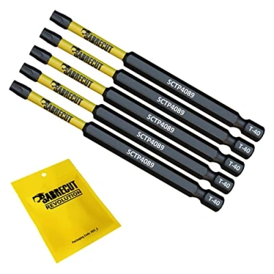 Image de 5 x SabreCut SCTP4089_5 89 mm T40 TX40 Torx inviolable sécurité tournevis à percussion magnétique jeu d&#039;embouts robustes compatibles avec Dewalt Milwaukee Bosch Makita et plus