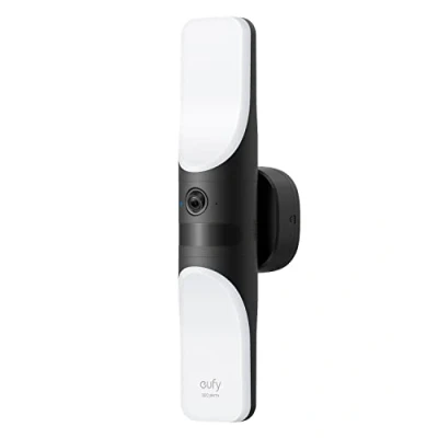 Image de eufy Security Wired Wall Light Cam S100, caméra de sécurité extérieure, 2K avec lumière 1200 lumens, vision nocturne couleur, activée par les mouvements, pas frais mensuels