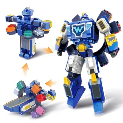 Image de Super Wings 3 in 1 World Space Robot de Transformation avec Les Mini Figurines Jett et Dizzy, Jouet pour garçons Filles à partir Ans, Bleu