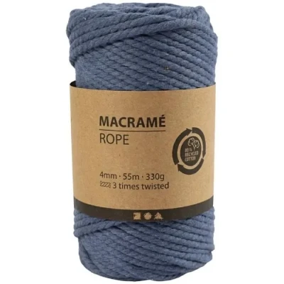 Image de Corde pour Macramé Fibre naturelle 4 mm x 55 m Bleu
