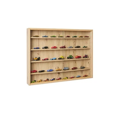Image de Inter Link Vitrine Murale pour Objets de Collection Armoire rangement avec 4 étagères 5 Compartiments Miniatures MDF Décor Chêne (80x60x9.5 cm) Artisario