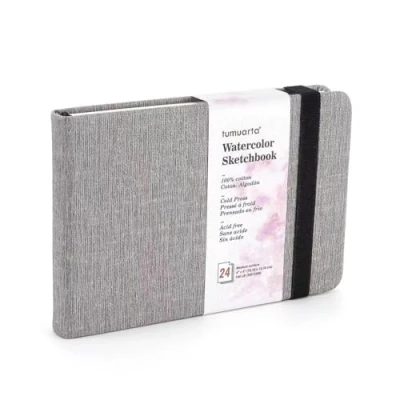 Image de tumuarta carnet de croquis à l&#039;aquarelle, 300 g/m², 100 % coton, 10 x 15 cm, 24 feuilles, 48 pages, grain fin, sans acide, d&#039;aquarelle, utiliser comme