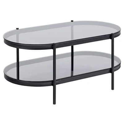 Image de AC Design Furniture Bertha Table Basse, Verre, Gris, H: 42 x B: 95 T: 50 cm
