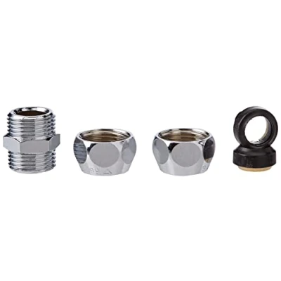 Image de Schell 064370699 Droit à Double vis, 3/8&quot;, Deux raccords de Compression pour Tuyau, diamètre 10 mm, Chrome, cuivre