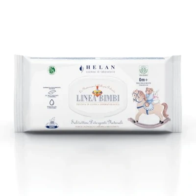 Image de Helan, Linea Bimbi Bio Lingettes Bebe et Enfant Apaisantes avec Calendula Camomille, Nettoyantes Desinfectantes pour Hygiène Bebé, Change Couche Voyage, 60 Pièces Made in Italy