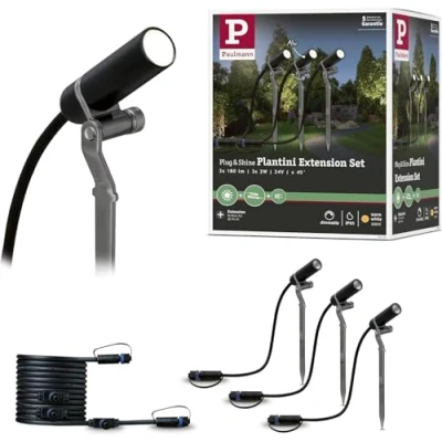 Image de Paulmann 941.56 Ensemble de complément Plug &amp; Shine Spot Plantini 3000K 24V Anthracite Aluminium 94156 Éclairage extérieur jardin