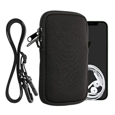 Image de kwmobile Housse de Protection Universelle pour Smartphone L 6,5&quot; Pochette téléphone Portable en néoprène avec Collier Ajustable Noir