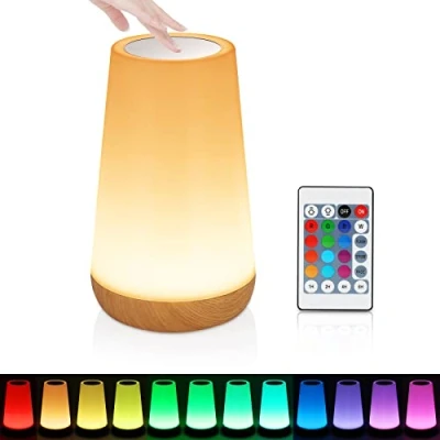 Image de Veilleuse LED Lampe de Chevet Multicolore avec 13 Couleurs, Enfant USB Rechargeable, Tactile et Télécommande Luminosité Ajustable RGB Dimmable Nuit pour Chambre, Bébé, Salon