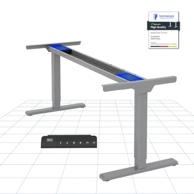 Image de FLEXISPOT Bureau Assis Debout à 2 Moteurs, Cadre de Réglable en Hauteur Acier avec Panneau Smart Fonctions Mémoires et Système Anti Collision, Charge 100kg（Gris Argent
