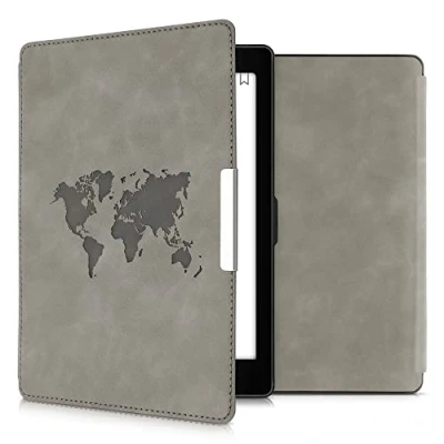 Image de kwmobileÉtui Compatible avec Kobo Aura One Coque Étui à Rabat magnétique tabletteeReader Similicuir Gris