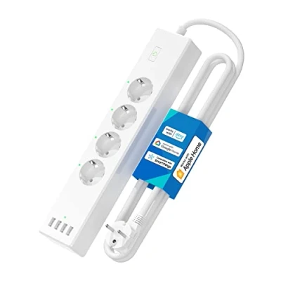 Image de Meross Multiprise Connectée (Type F), 16A WiFi Compatible avec Apple HomeKit, Alexa et Google Home (4 Prises AC 4 Ports USB), Prise Commande Vocale Contrôle à Distance