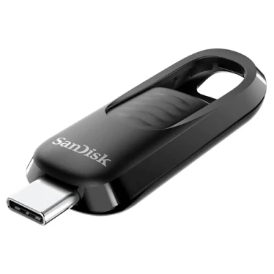 Image de SanDisk 512 Go Ultra Slider Flash Drive Clé USB, des Vitesses allant jusqu&#039;à 400 Mo/s, Type C, USB 3.2 Gen 1, Connecteur Rétractable, Noir