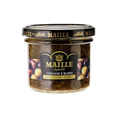 Image de MAILLE Apéritif Concassé d&#039;Olives Noires &amp; Vertes, Tartinable premium, Spécialité à tartiner pour l&#039;apéritif, sauce Lot de 6x95G