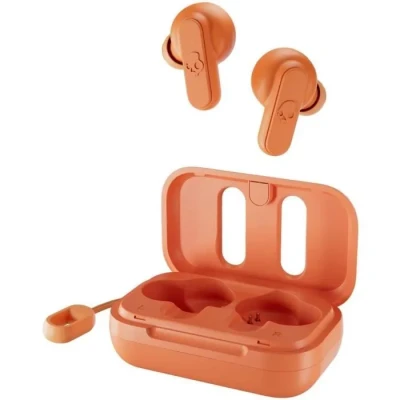 Image de Skullcandy Dime Écouteurs Intra Auriculaires sans Fil, Autonomie 12 h, Microphone, Compatibles iPhone + Android Appareils Bluetooth Orange