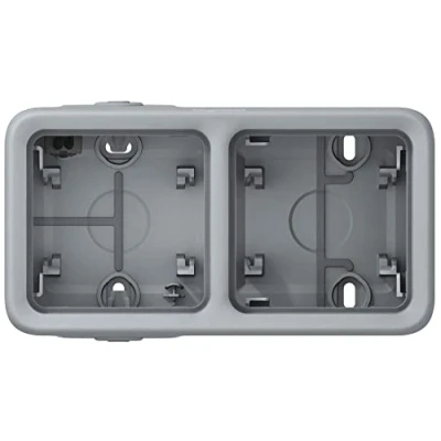 Image de Legrand 069672 Boîtier Étanche à Embouts 2 Postes Horizontaux Plexo Composable IP55, Gris