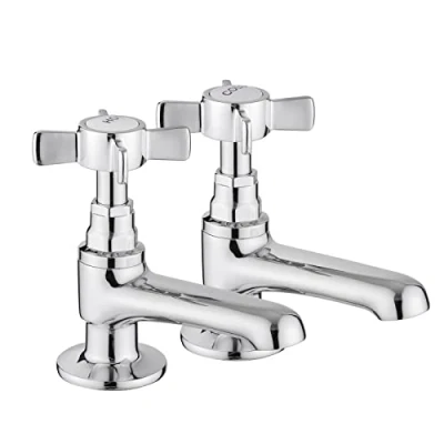 Image de JASSFERRY Paire de robinets lavabo eau chaude et froide Robinet salle bain Chrome Poignée en croix Levier 1,27 cm, Lot 2