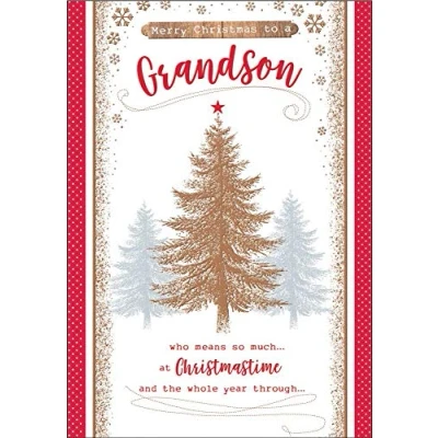 Image de Piccadilly Greetings Carte de Noël classique pour petit fils 22,9 x 15,2 cm