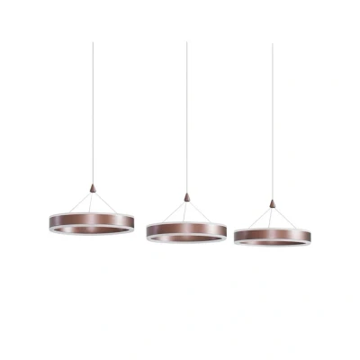 Image de Lucande Suspension LED Kolo, 3 lampes, brun, fer, intensité variable