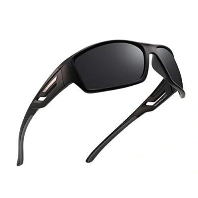 Image de PUKCLAR Lunettes de soleil Hommes Polarisées Léger TR90 Frame UV400 Spring Hinges Sunglasses