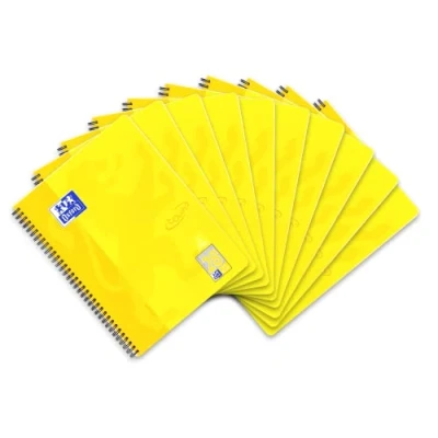 Image de Oxford Touch Lot de 10 cahiers à carreaux avec double marge Jaune Format A4 80 feuilles