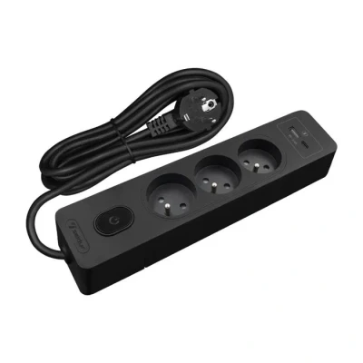 Image de Multiprise NO NAME G3FU32S 3 prises type E 2 ports USB A+C Interrupteur intégré 3m câble