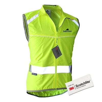 Image de Salzmann 3M Gilet Cycliste réfléchissant à Haute visibilité Coupe Vent et Respirant Fabriqué avec Scotchlite Jaune, L XL