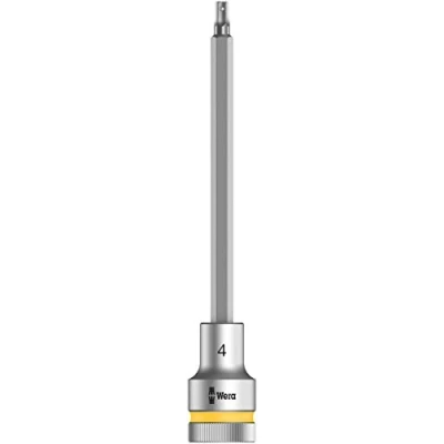 Image de Wera 05003840001 8740 C HF Embouts à douille Zyklop emmanchement 1/2&quot; avec fonction de retenue, 4.0 x 140 mm, Argent/jaune