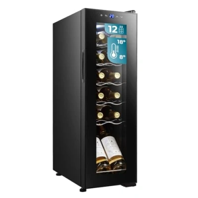 Image de Cecotec Caves à vin Bolero GrandSommelier 1250 CoolCrystal Compressor. 12 bouteilles, Température 8 18ºC, Estantes en bois, Affichage tactile.