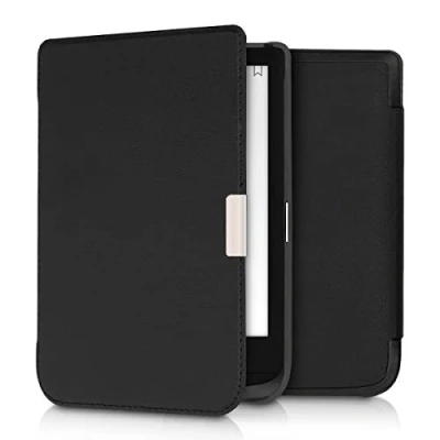 Image de kwmobile Étui Compatible avec Pocketbook Touch Lux 4/5/Touch HD 3/Color (2020)/ Vivlio 5 Coque à Rabat magnétique Tablette eReader Similicuir Noir