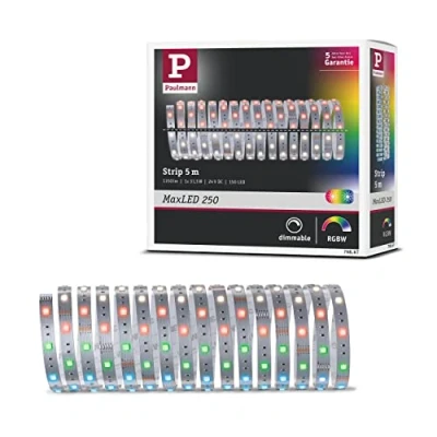 Image de Paulmann 79867 LED MaxLED 250 5 m RGBW IP20 incl 1x31 watts strip bande lumineuse 3000 K, Matière plastique, 31.5 W, 5m
