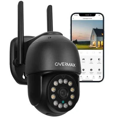 Image de Overmax CAMSPOT 4.95 PTZ Caméra extérieure, Surveillance QHD 4MPx, Mode Nuit Couleur 60 m 355/90, Angle de Vue 100 Détection Mouvements, Alarme (Black)