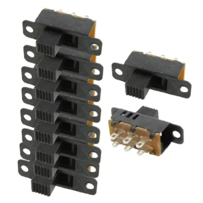Image de sourcingmap 10 Pièces Haut Pommeau 6 Broches 3 Positions DPDT Panneau Slide Interrupteur 0. 5 A 50V DC