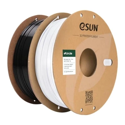 Image de eSUN Filament PLA 1.75mm, pour Imprimante 3D Précision Dimensionnelle +/ 0.03mm, 1KG par Bobine, 2 Bobines 3D,Blanc Froid et Noir