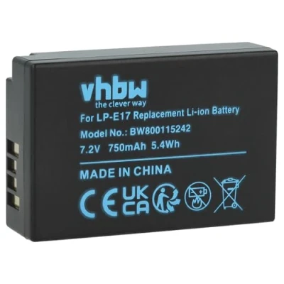 Image de vhbw Batterie compatible avec Canon EOS 800D, 200D, 770D, 250D, 850D, 750D, 760D, 8000D appareil photo (750mAh, 7,2V, Li ion)