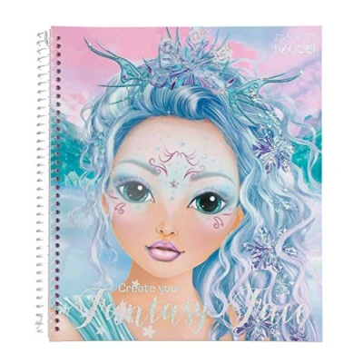 Image de Depesche Livre de coloriage, Create Your Fantasy Face, Environ 24 x 21,8 1,8 cm, 40 Pages, 3 pochoirs et 1 Feuille d&#039;autocollants, 11240, 0, STK