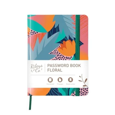 Image de Rileys &amp; Co. Carnet De Mot Passe Avec Onglets A à Z Cahier Répertoire Alphabétique Livre Passe, Conserver Vos Identifiants Web (20,3 x 15,2 cm, Floral)