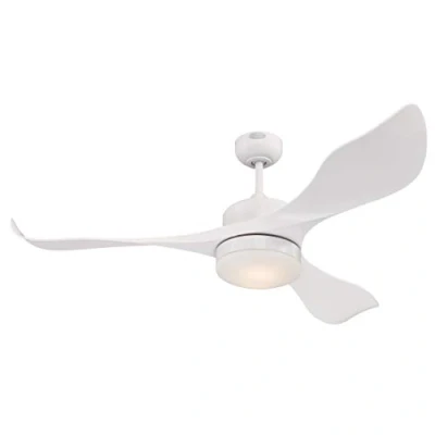 Image de Ventilateur de Plafond d&#039;Intérieur Westinghouse Lighting Pierre 132 cm en Blanc avec Télécommande d&#039;éclairage et Ventilateur, Luminaire LED à Intensité variable, Verre Opale Dépoli, Moteur Cc