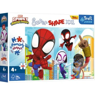 Image de Trefl Spiday L&#039;ingénieux Puzzles 60 XXL Super Shape Formes Folles, Grosses Pièces Personnages De Contes Fées À Colorier Partir 4 Ans, 50012, Spidey and His Amazing Friends, one size, Taille unique