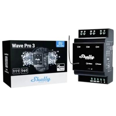 Image de Shelly Wave Pro 3 Relais interrupteur &amp; Commutateur, canaux (16A par canal), Contacts secs, Montage sur rail DIN, Configuration SmartStart, Z Hub requis