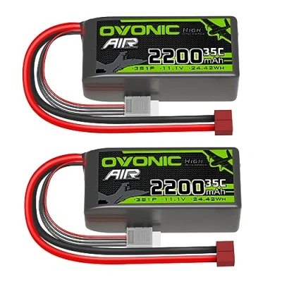 Image de OVONIC Batterie Lipo 3s 35C 2200mAh 11.1V Courte avec Deans pour RC Heli Avion Quadcopter Voiture Multi Moteur Hélicoptère DIY Hobby (2pcs)