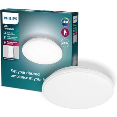 Image de Philips, Plafonnier LED Wincel 24W, Rond, Télécommande sans Fil Incluse, Blanc