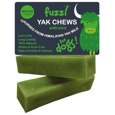 Image de Fuzzl Yak Chews pour Chiens Lot de 2 Paquets 140 g à Menthe Friandises Naturelles qualité supérieure avec Lait l&#039;Himalaya Nourriture mâcher Chien sans