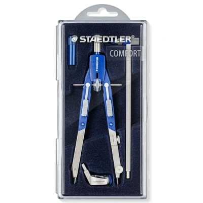 Image de Staedtler Mars comfort, Coffret d&#039;un compas avec élément mine, attache universelle, étui de mine et pointe rechange, 552